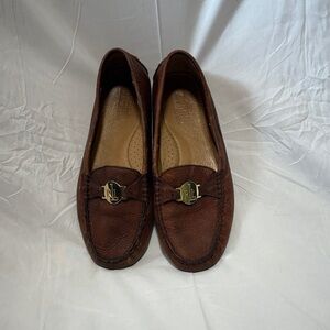 GUC Lauren Ralph Lauren Dark Brown Leather Loafers Women’s Size 7